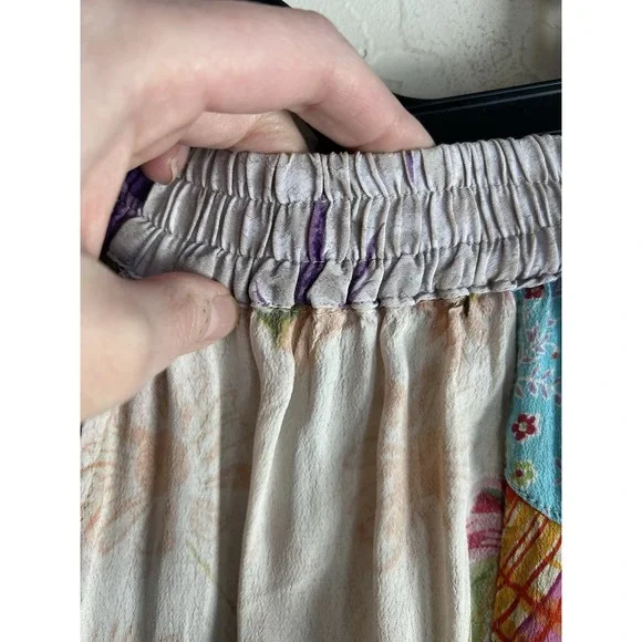 Sacred Threads Patchwork Pull On Baggy Wide Leg Cropped Pants S Boho Festival - Picture 6 of 8